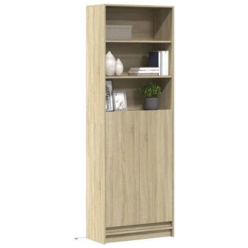 Non Communiqué Marron Vidaxl Buffet Haut Led Chêne Sonoma 69X32,5X200 Cm Bois D’ingénierie, Armoire, Armoire De Rangement, Buffet Haut, Armoire 3307907