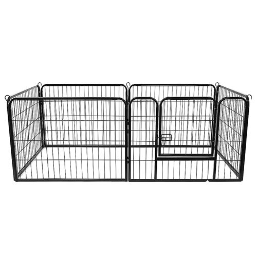 Comparer les prix de Enclos pour Chiens B.LIVEM® en Fer Grillage Pliable Avec Porte 6 Panneaux Noir 160*80*60cm