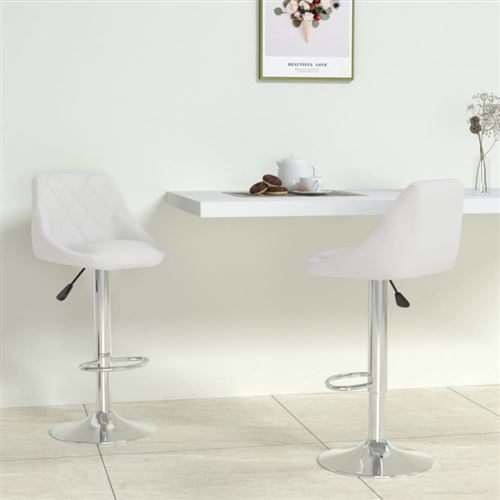Vidaxl Blanc Tabourets De Bar Simili - Image 3