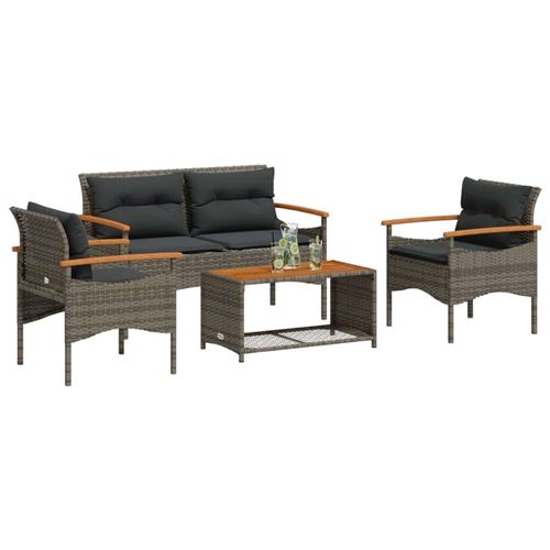 Vidaxl Gris Salon De Jardin 4 Pcs - Image 3