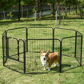 29€ sur Luxe parc enclos modulable pour chien 8 panneaux porte  verrouillable acier époxy noir - Niches cages chenils et parcs - Achat &  prix