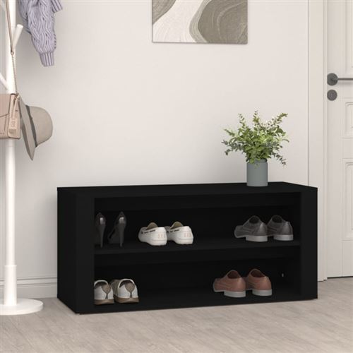 vidaXL - Meuble à chaussures - 100x35x45 cm - Noir - Image 3
