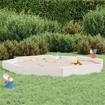 VidaXL – Bac à Sable Octogonal En Pin Massif Avec 4 Sièges – Sans Fond – Extérieur – 232x232x20 Cm – Dès 2 Ans