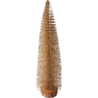 sapin neige métal base rondin écorce 50cm or - générique amz140460 - 1
