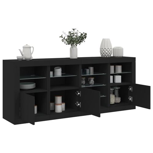 vidaXL Buffet avec lumières LED noir 164x37x67 cm