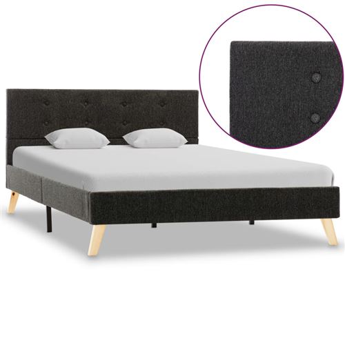 vidaXL Cadre de lit Gris foncé Tissu 120 x 200 cm