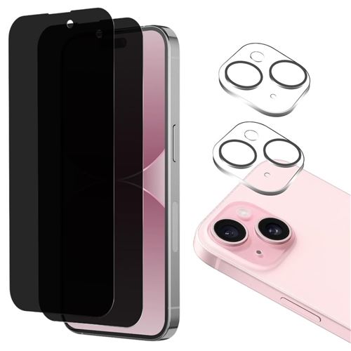 Casecentive Vitre de protection en verre trempé 3D - Anti-Espion - iPhone  15 Pro