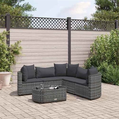 Vidaxl Gris Salon De Jardin 6 Pcs - Image 3