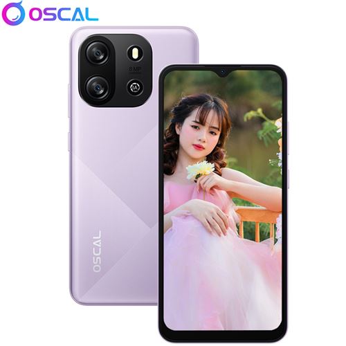 Smartphone pas cher Oscal FLAT 1C 6,517 pouces 4Go+32Go/SD 1To 8MP+5MP 4700mAh Android 13 Dual SIM Face ID/OTG - Violet