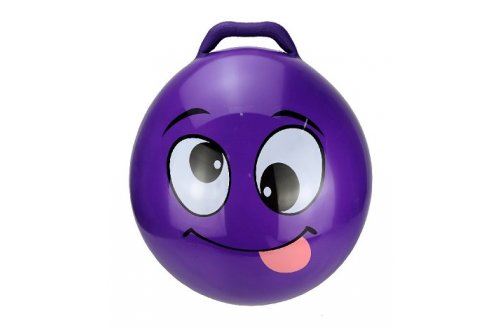 Ballon sauteur violet xl 55 cm visage qui tire la langue - balle gonflable avec poignee - jouet d'interieur  gym - enfant 50 kg max
