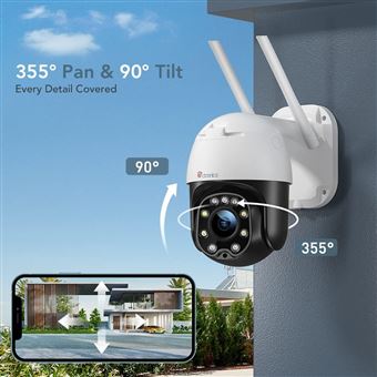 Ctronics Caméra de Surveillance WiFi Extérieure 4X Zoom Optique