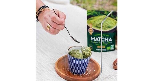 Youdoit Thé vert bio Matcha en poudre 50 g + 4 pailles en inox pas cher 