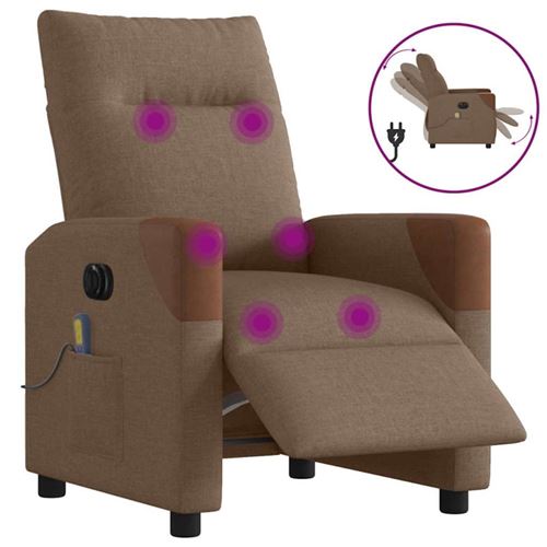 vidaXL Fauteuil de massage, relaxation électrique réglable tissu marron
