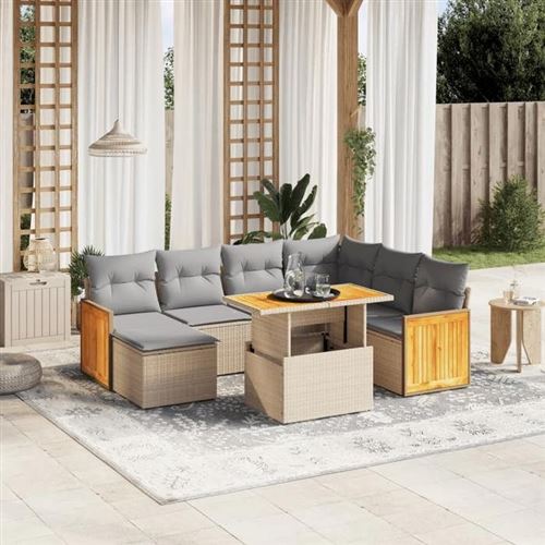 Non Communiqué Beige Salon De Jardin Modulable Vidaxl Resine Tressee 8 Pieces 62 X 55 X 69 Cm