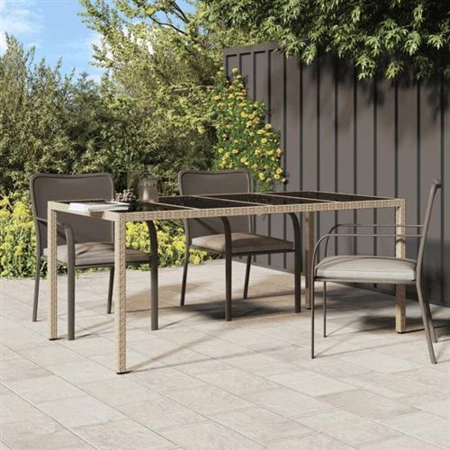 Non Communiqué Beige Vidaxl Table De Jardin 190X90x75 Cm Verre Trempé-Résine Tressée