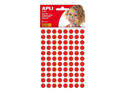 APLI kids - Autocollants éducatifs ronds permanents - 10,5 mm, 6 feuilles - rouge