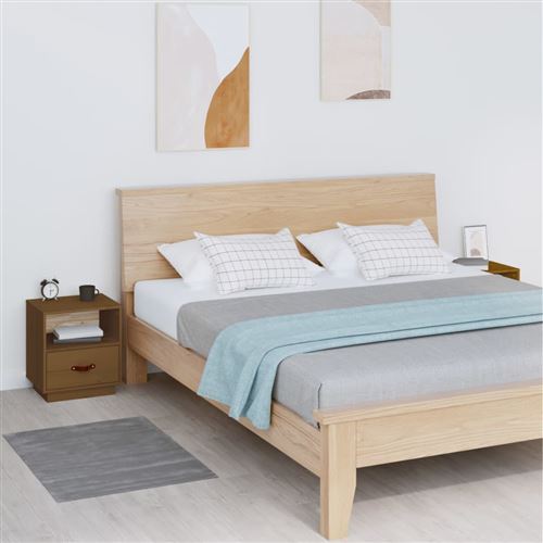 Vidaxl Marron Tables De Chevet 2Pcs - Bois De Pin Massif - Miel - Image 3