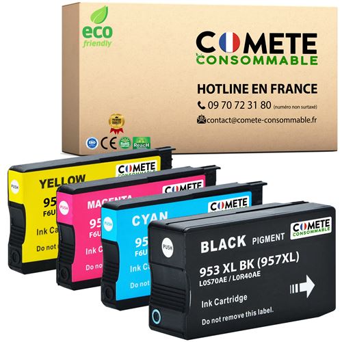 4 Cartouche d'encre compatibles avec HP 953XL - 1 noir + 1 cyan + 1 magenta + 1 jaune