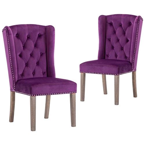 vidaXL Chaises de salle à manger 2 pcs Violet Velours