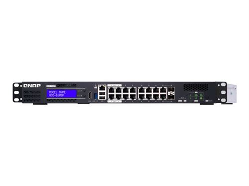 QNAP QGD-1600P - Commutateur - intelligent - 4 x 10/100/1000 (PoE++) + 10 x 10/100/1000 (PoE+) + 2 x combo Gigabit SFP (PoE+) - Montable sur rack - PoE++ (370 W)