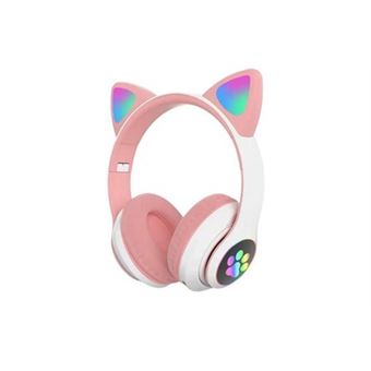 Chronus casque - casque d'oreille de chat pliable bluetooth led clignotante allumer sans fil（ rose） - 1