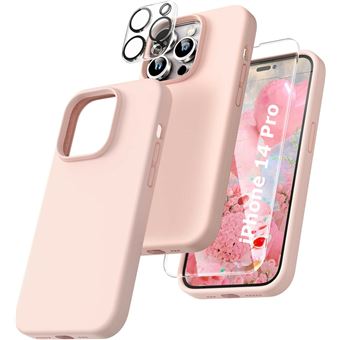 Coque Silicone Rose + Verre Trempe et Protection Camera Arriere Pour iPhone 14 Pro Little Boutik® - 1