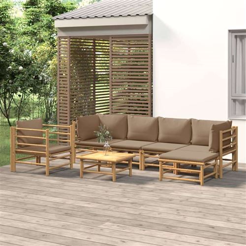 Vidaxl Salon De Jardin 7 Pcs - Taupe - Image 3