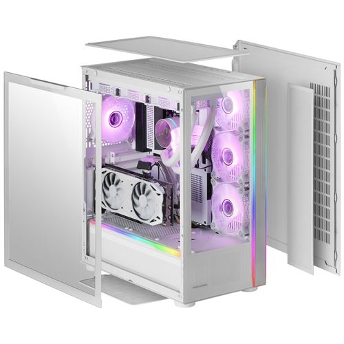 Boîtier PC MARS GAMING Tour Gaming Custom XXL E-ATX MC-ULTRA Blanc Double  Bande LED ARGB Verre trempé