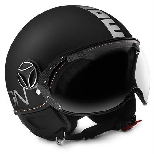 MOMO DESIGN FGTR Evo Casque Jet Noir Mat Logo Blanc