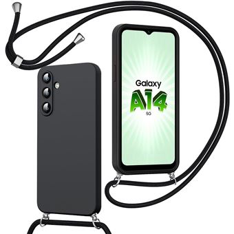 Coque Bandoulière pour Samsung Galaxy A14 4G/5G - Noir - Protection Antichoc en TPU avec Bandoulière Ajustable - BOOLING - 1