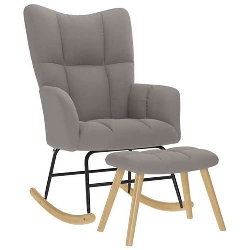 vidaXL - Fauteuil à bascule avec repose-pieds - Tissu - Taupe - Image 2
