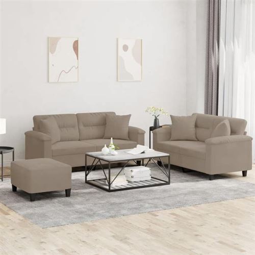 VIDAXL - Ensemble de Canapés - 3 Pièces - Avec Coussins et Repose-pieds - Image 3