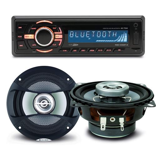 Pack sono voiture Autoradio bluetooth RMD046BT-2 4X75W + 2 haut parleurs 10cm 80W