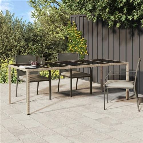 Non Communiqué Beige Vidaxl Table De Jardin 250X100x75 Cm Verre Trempé Et Poly Rotin 316728