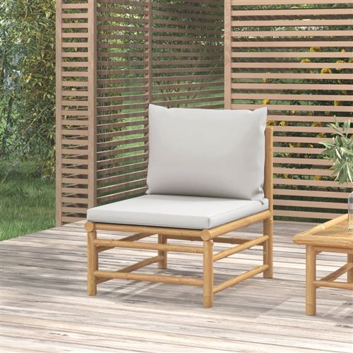 Non Communiqué Gris Clair Canapé Central De Jardin Avec Coussins Bambou - Image 1
