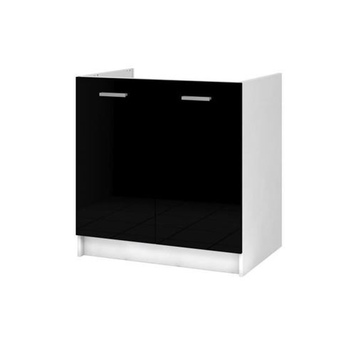 EXTRA - Meuble Evier de cuisine L 80cm - Noir Laque