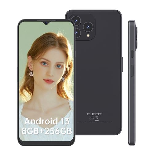 P80 CUBOT téléphone Portable 16(8+8)/256Go/1To 6.58 Écran 48MP+24MP Trois Caméras DOUBLE 4G SIM Smartphone-noir
