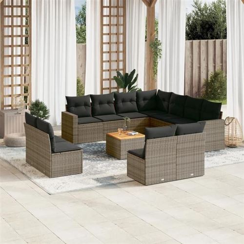 Non Communiqué Gris Salon De Jardin Modulable Vidaxl Resine Tressee 11 Personnes 62 X 62 X 69 Cm 12 Pieces