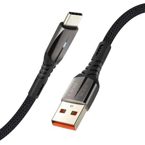 Câble rétractable Helix de charge/synchronisation noir USB-C vers USB-C