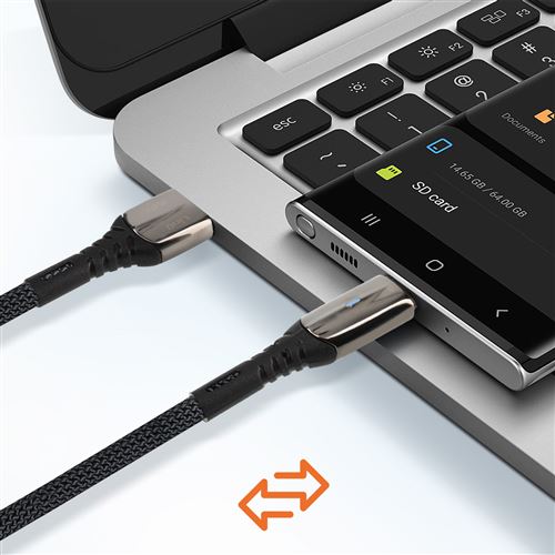 Câble USB C 5A Charge Rapide, 1,2m en Nylon Tressé, avec Témoin de