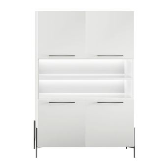 Buffet haut 4 portes laqué blanc pieds et poignées métal anthracite + Leds - CARAT - ALTOBUY - 1