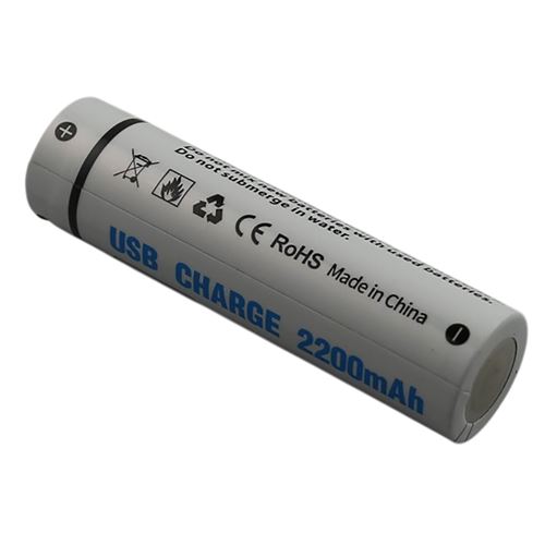 Pile 3.7V 2200mAh Li-ion Compatible 18650 Avec Port USB-C Rechargeable Avizar