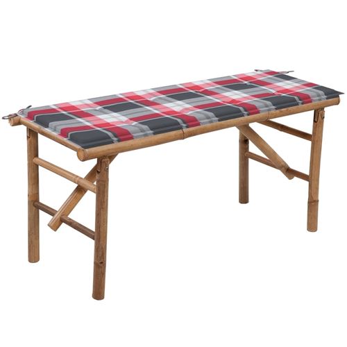 Banc de jardin pliable avec coussin 118 x 38 x 45 cm Bambou