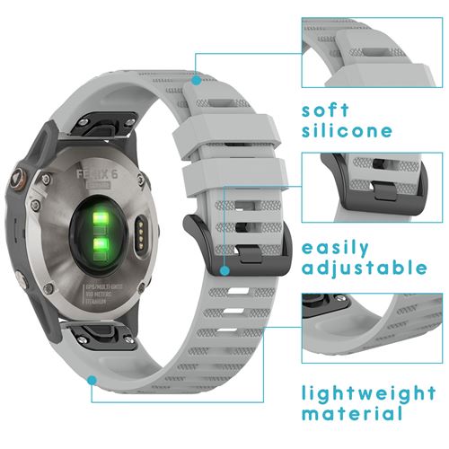 Bracelet silicone Garmin Fenix 6 / 6 Pro - Gris iMoshion - Accessoires  bracelet et montre connectée - Achat & prix