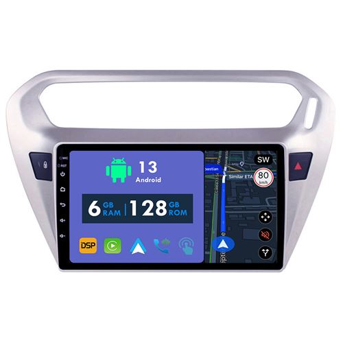 Radio Voiture CarPlay RoverOne® Écran Tactile CarPlay 2 Din pour Peugeot 301 Citroen C-Elysee CElysee 2012-2016 6Go RAM 128Go ROM