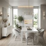 ALTOBUY Ensemble séjour table CARAT 190cm laqué blanc pieds et poignées métal doré