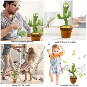 Peluche interactive GENERIQUE Jouet en peluche chantant et dansant Mexique  Cactus avec 120 chansons 32 cm