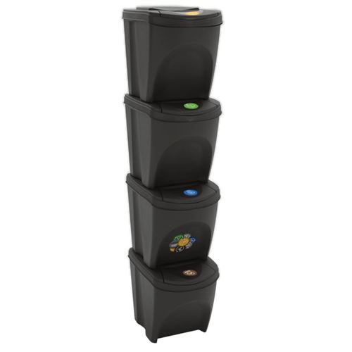 vidaXL Poubelles à ordures empilables 4 pcs Gris 100 L Polypropylène152200