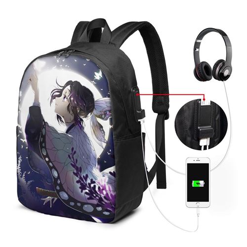 sac à dos-Ergonomic Cartoon print port de charge usb 17x12x6.5in multicolore Demon Slayer Blade Immortal Kawasiya-208