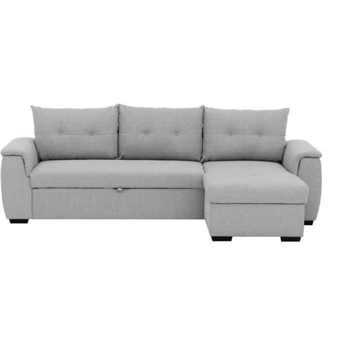 Canape dangle convertible reversible 4 places TAJJ - Tissu Portland bicolore Gris - Coffre de rangement - L250 x P151 x H85 cm